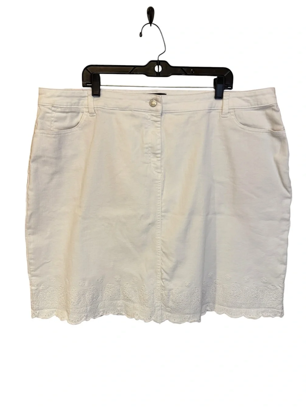 Talbots White Embroidered Eyelet Hem Denim Skirt Women’s 22W - Picture 1 of 8